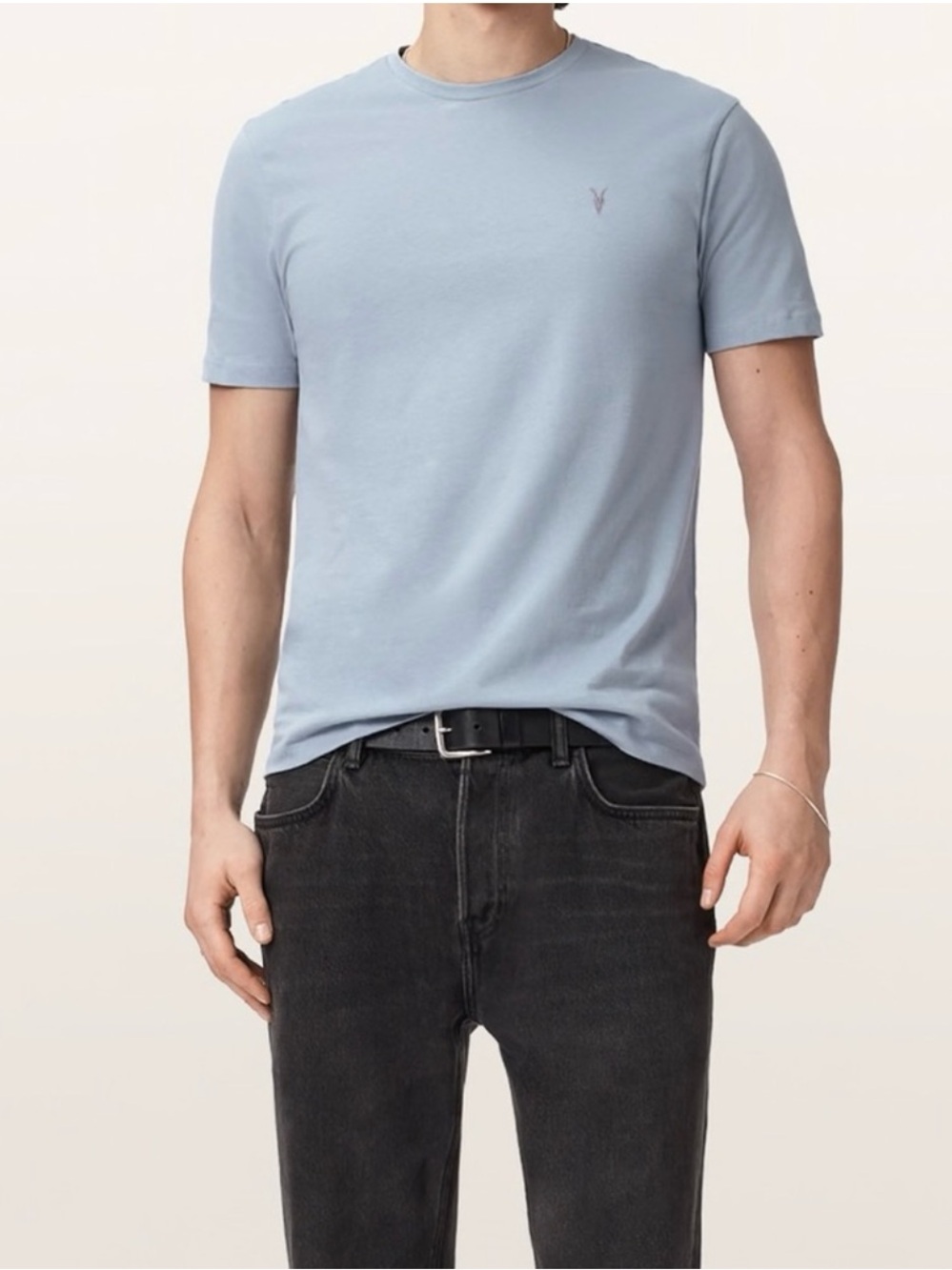 All Saints Brace SS Crew Tee dusty blue. S